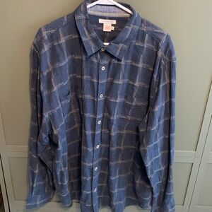 Men's Carbon2Cobalt Plaid Flannel Button Down Shirt XL